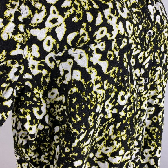 Rock & Republic XXL Animal Cheetah Leopard Print Button Down Roll Tab Sleeves - Picture 4 of 12